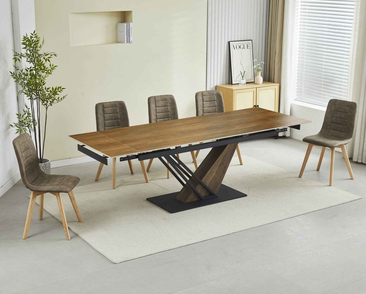 4x Set PRIME DOM Stuhl - Essen, Taupe Samt, 43x53x88 cm