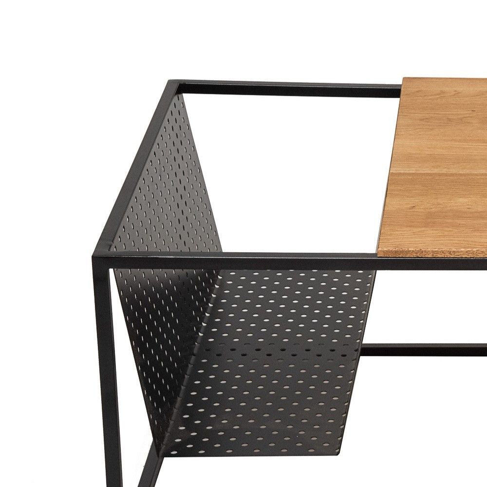 News Couchtisch Massives Eichenholz mit schwarz Metall