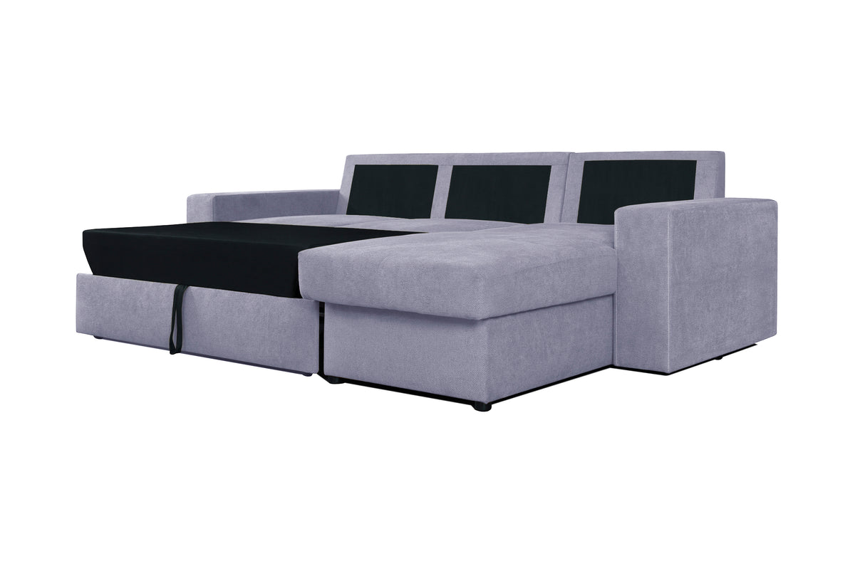 Alfred Ecksofa grau mit Ausziehbett Inkl. Aufbewahrung