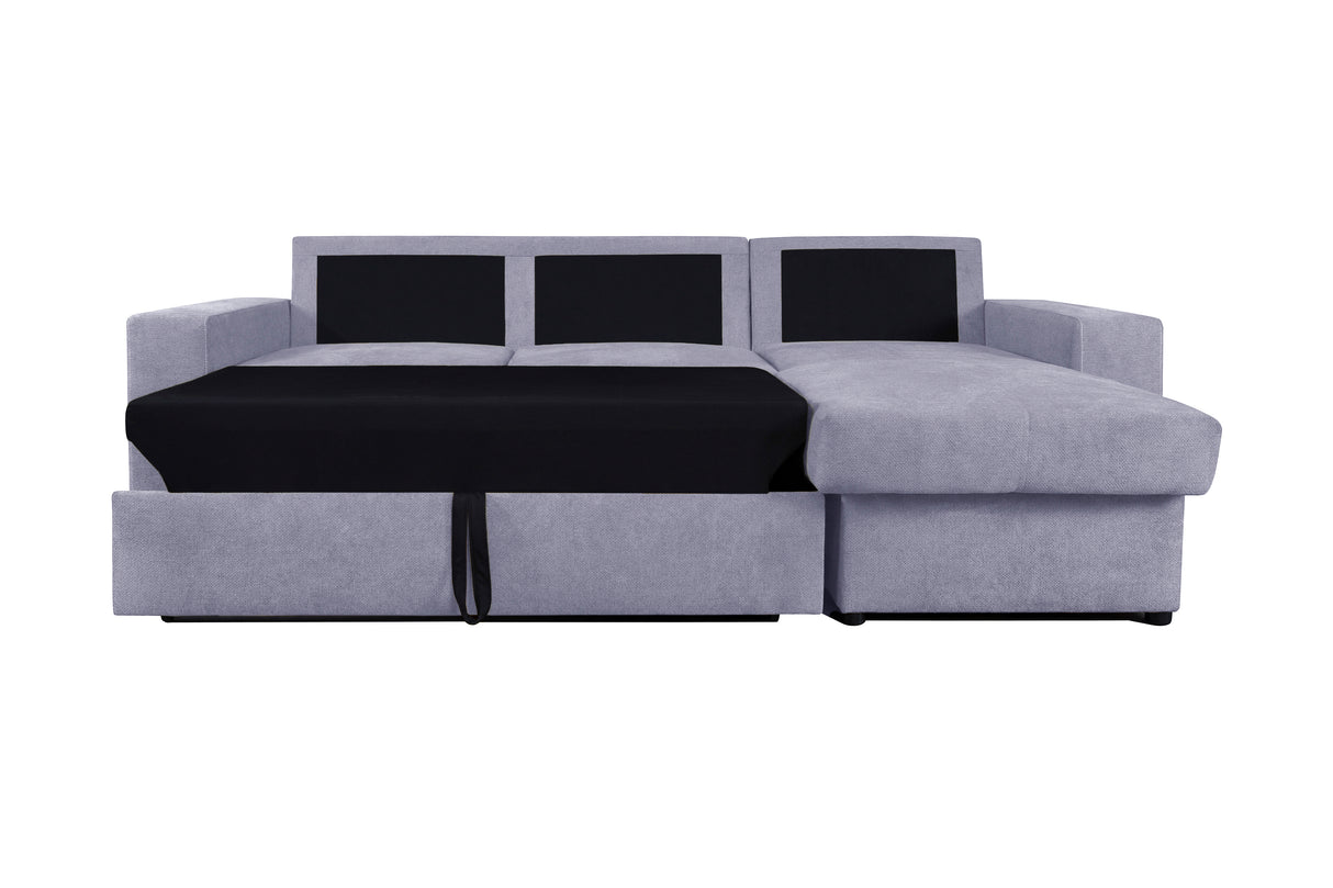 Alfred Ecksofa grau mit Ausziehbett Inkl. Aufbewahrung