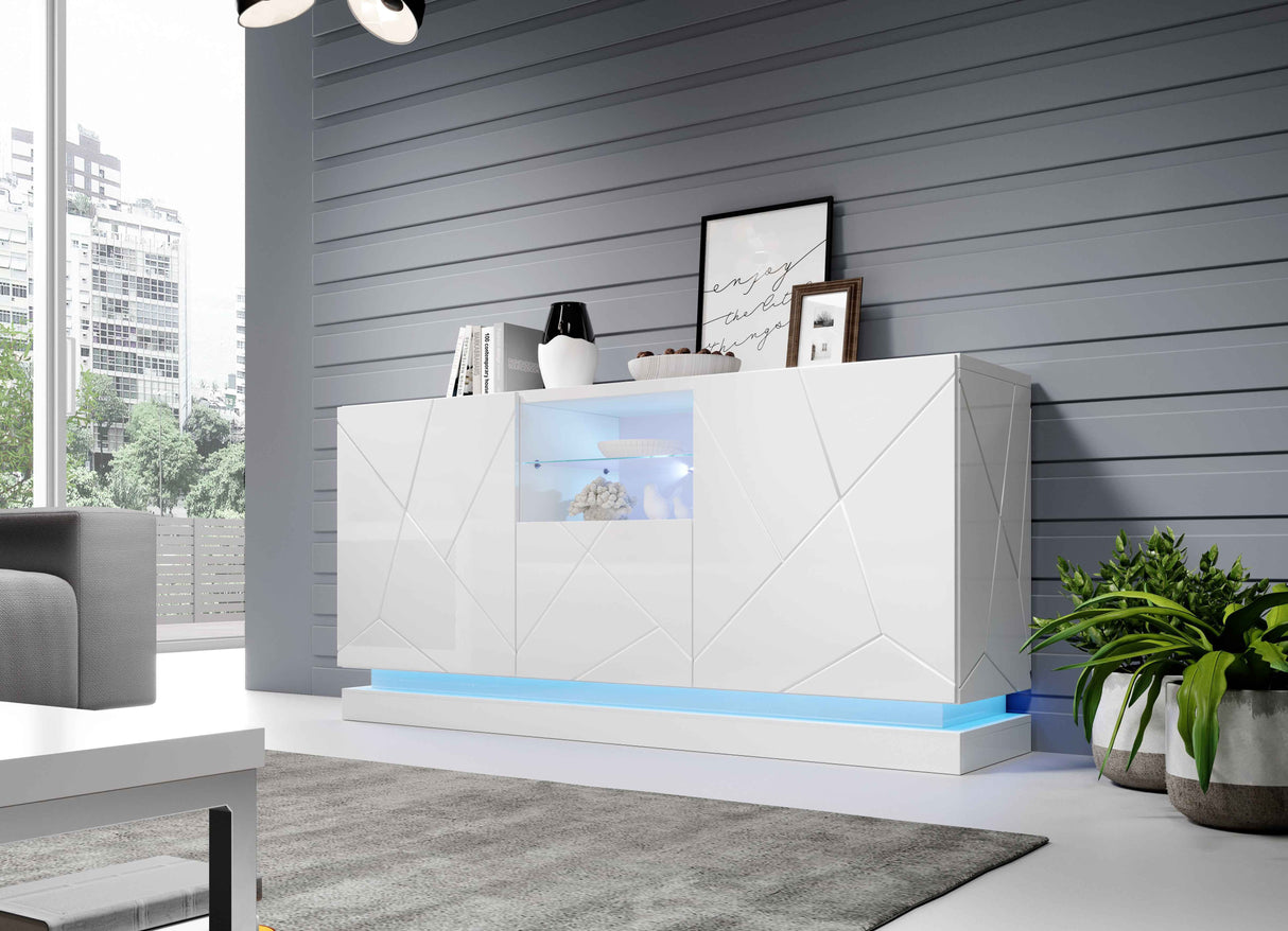 ARVENA+ Kommode Hochglanz weiss+LED Beleuchtung 150x75x42cm