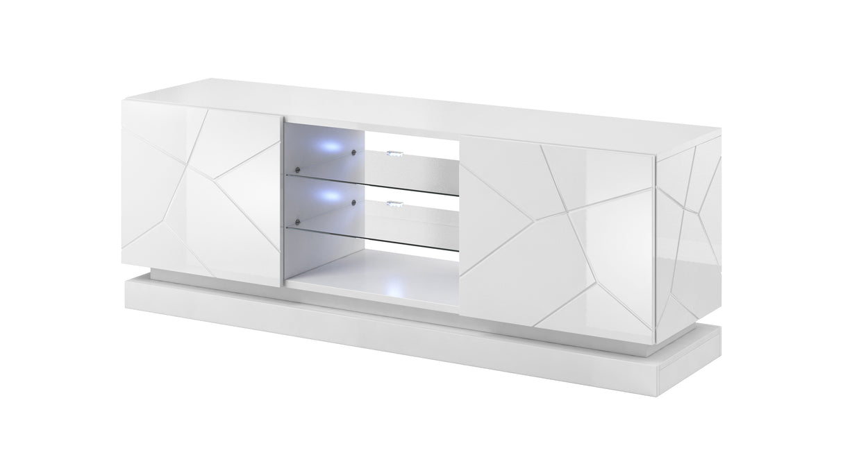 ARVENA+ TV-Möbel Hochglanz weiss+LED Beleuchtung 160x57x42cm