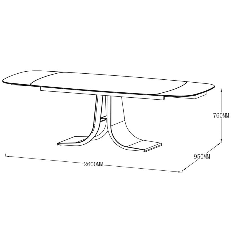 BERENTS Großer Ausziehtisch, schwarz 180-260x95x76cm