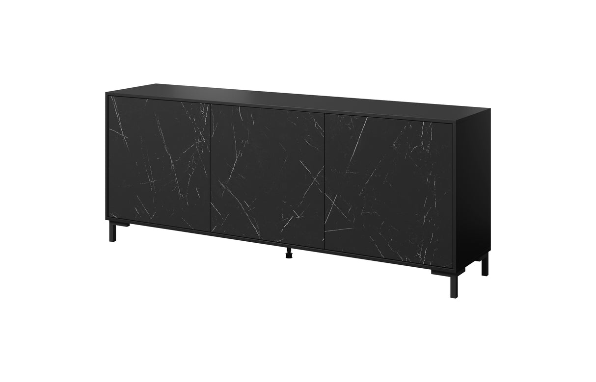 Carrara Sideboard, Marmor Design 200x80cm, Weiss matt