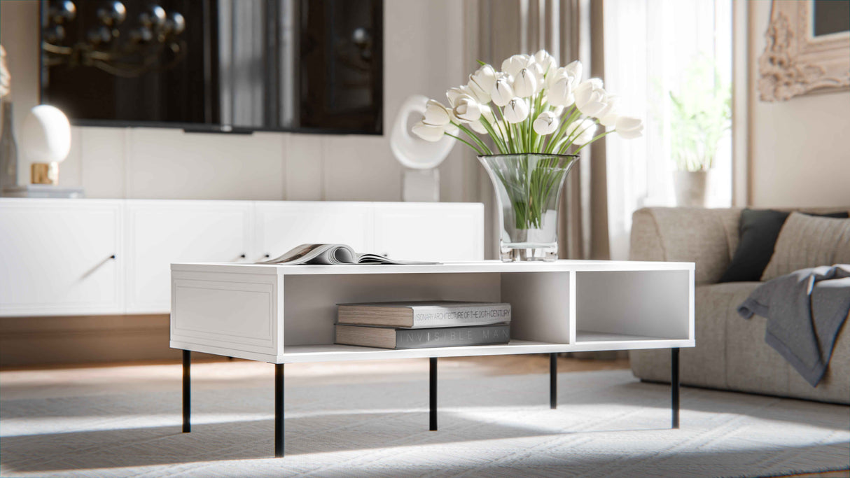 Couchtisch, MAISON LINEA 110x40x60cm, Weiss matt