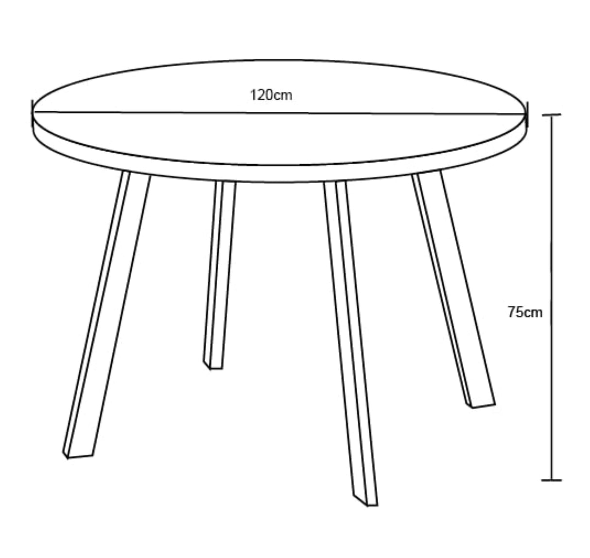 Esstisch Stockholm – Rund, Holz MDF Ø 120 × 75