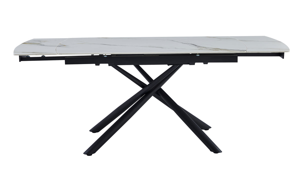 Aurelio Pro Ausziehtisch Keramik Weiß/Gold (140–200 cm)