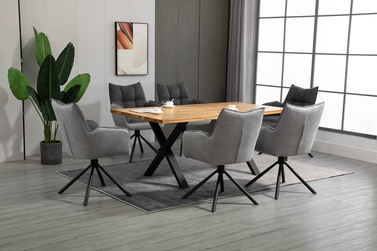 GOMES Armlehnstuhl 180° drehbar, Grau - 61x62x89