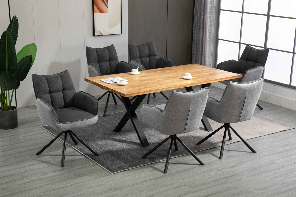 GOMES Armlehnstuhl 180° drehbar, Grau - 61x62x89