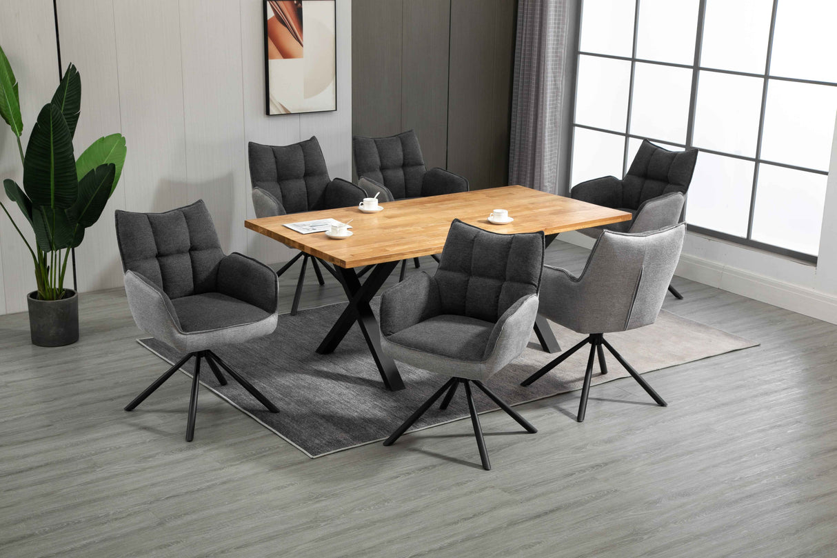 GOMES Armlehnstuhl 180° drehbar, Grau - 61x62x89