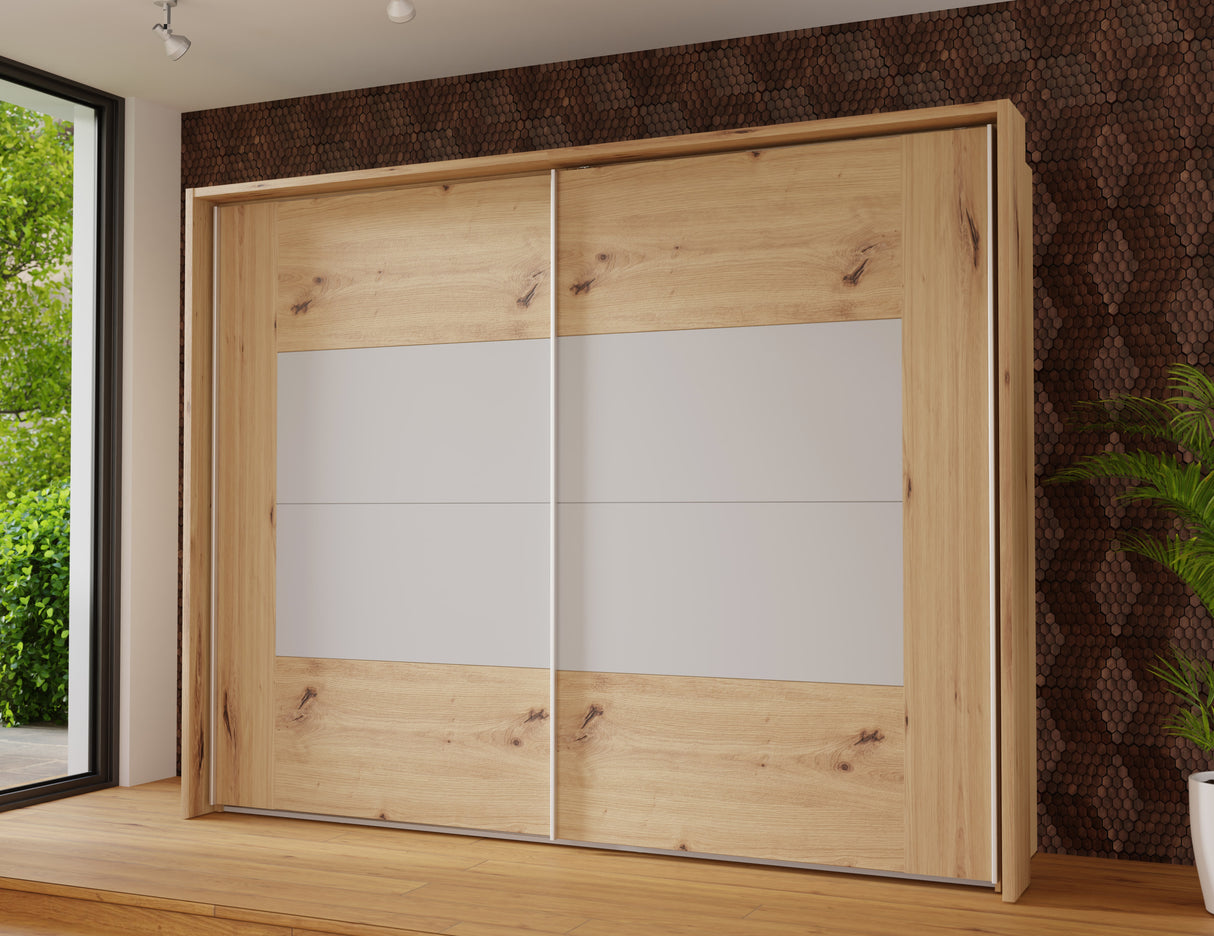 SATURN Kleiderschrank 280 cm Holz Eiche/weiss