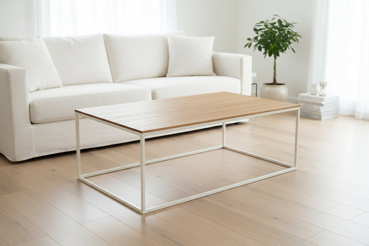 Karl Couchtisch massives Eichenholz mit weiss