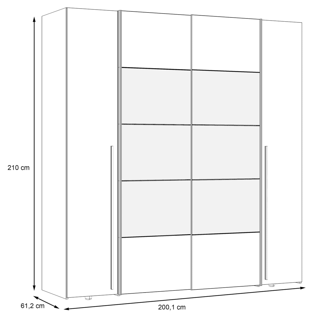 Kleiderschrank mit Spiegel Naruto 200 cm weiss