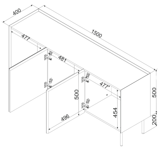 Kommode VELINO 150×70×40 cm – Kaschmir matt & Eiche