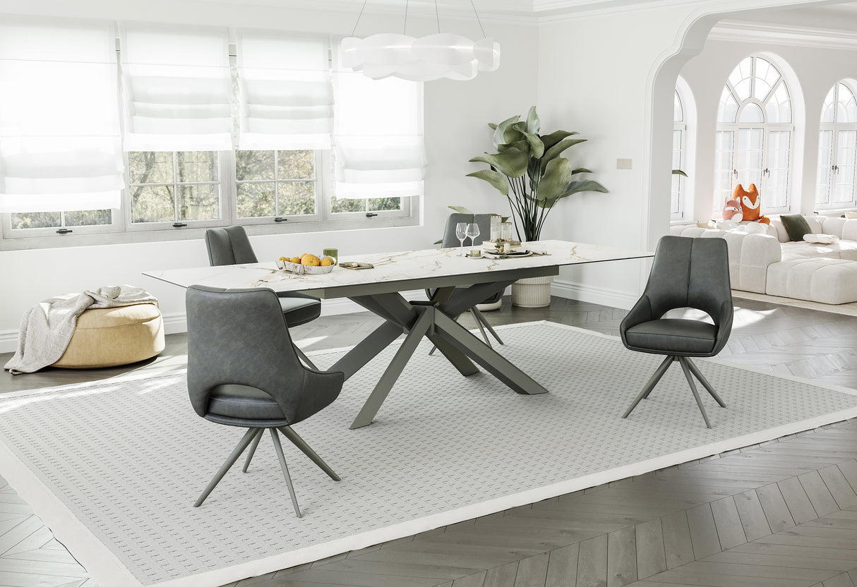 Vision Extend Esstisch Ausziehb. Marmor weiss