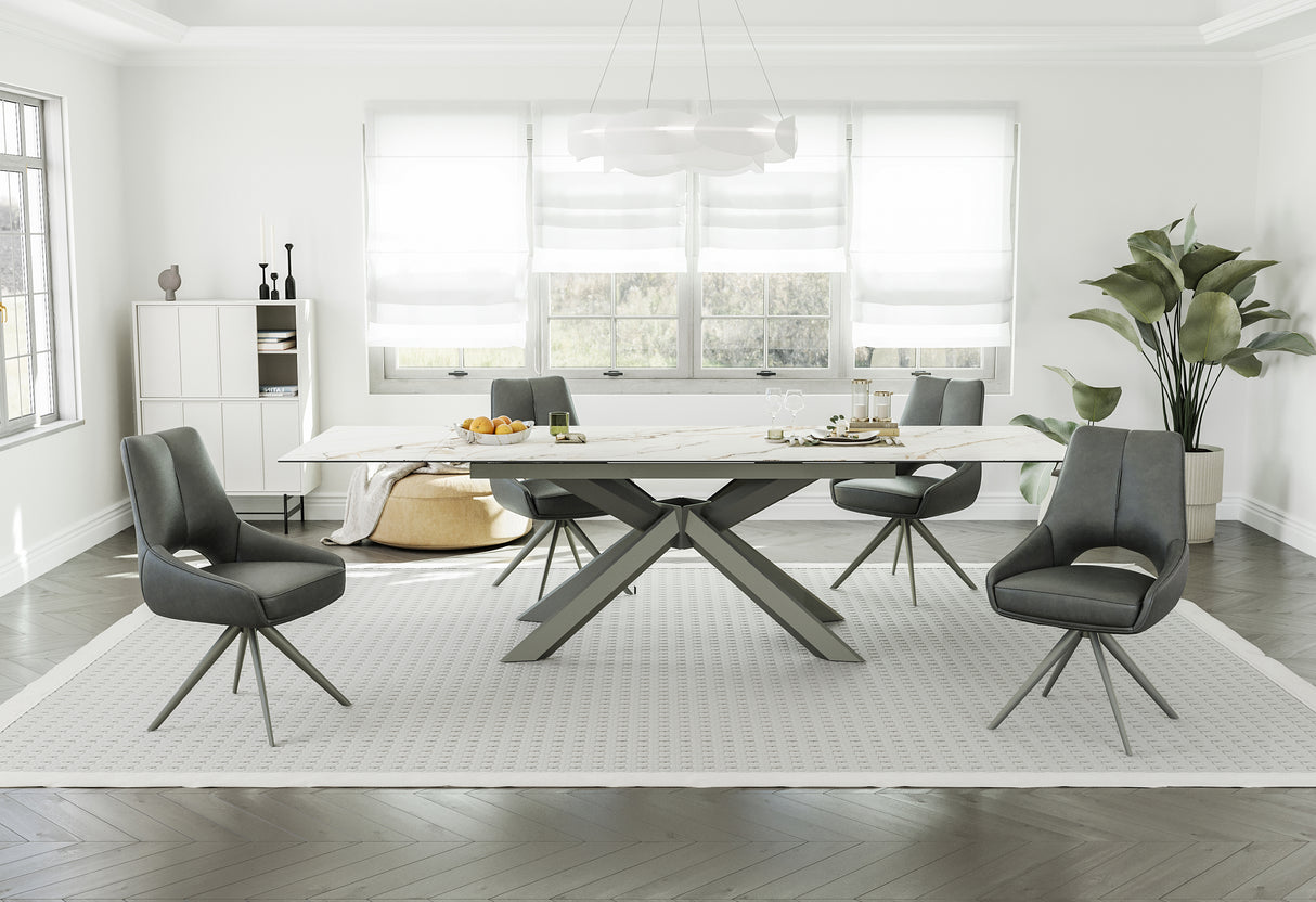 Vision Extend Esstisch Ausziehb. Marmor weiss