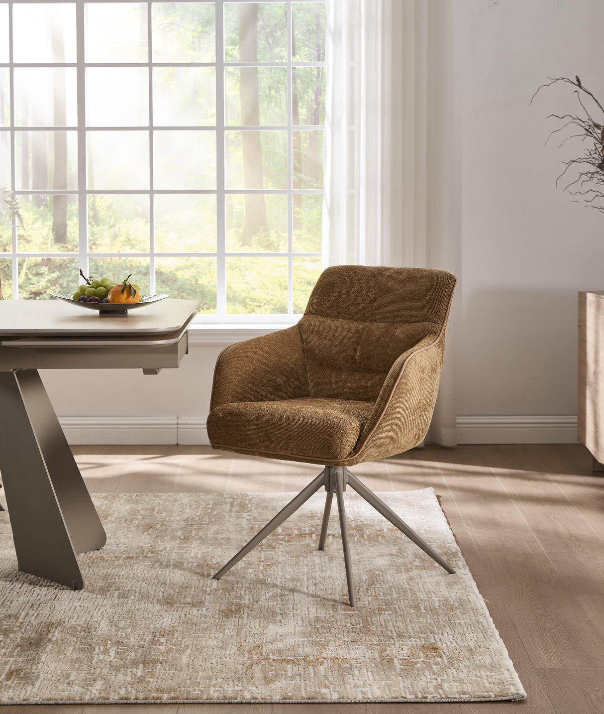 Smart Stuhl Armlehnstuhl mit Federung & 360° Braun