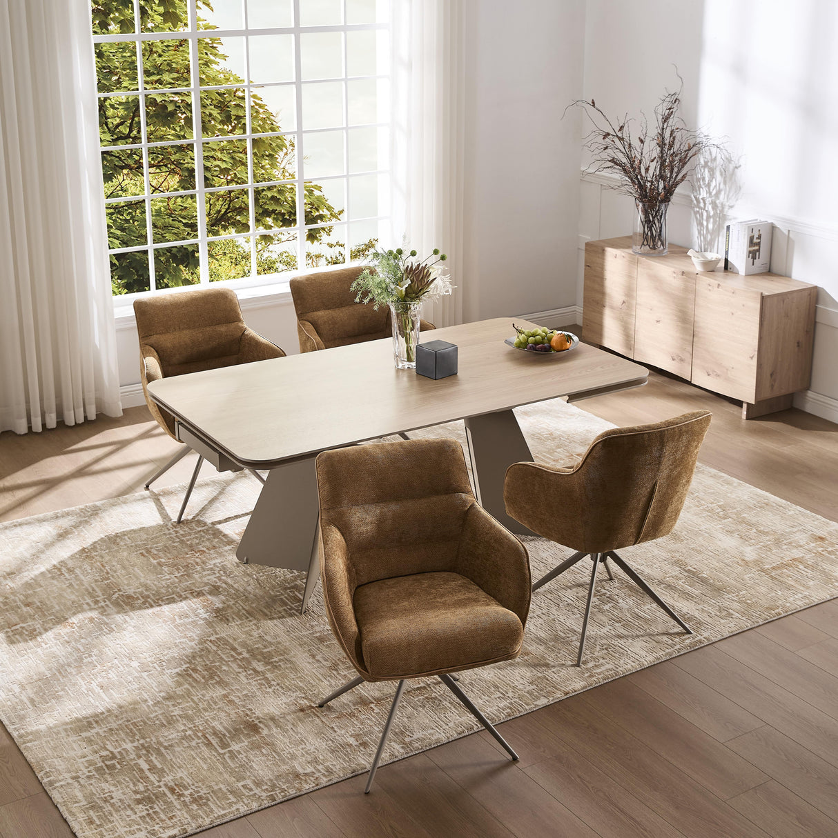 Smart Stuhl Armlehnstuhl mit Federung & 360° Braun