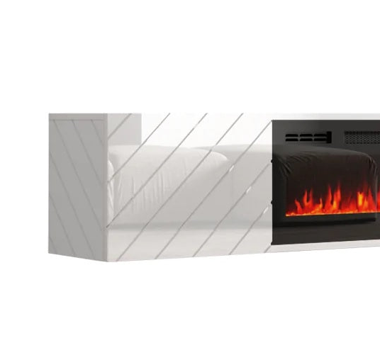 Nano EF TV-Möbel weiss / weisser Elektro Kamin