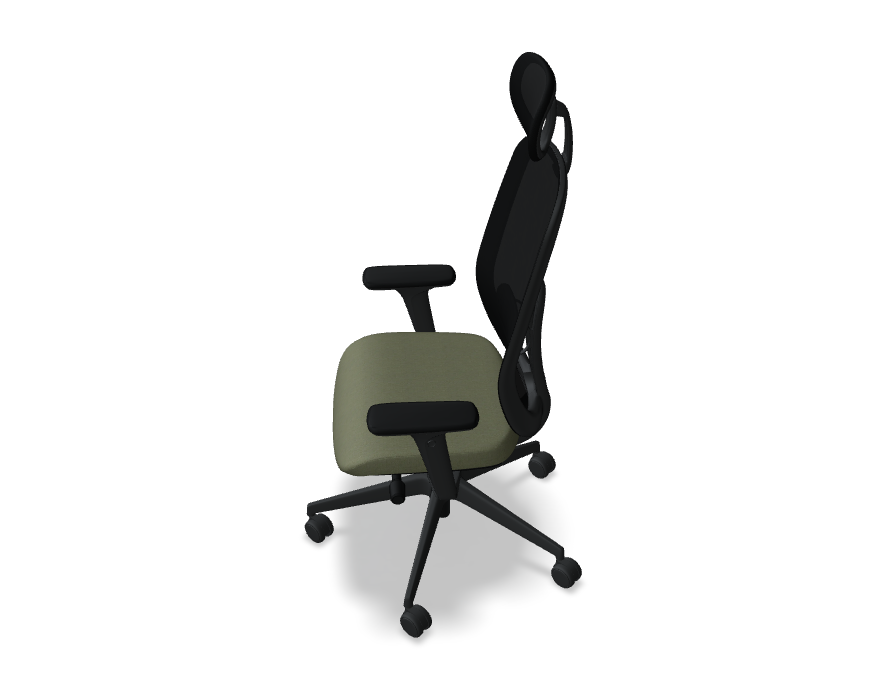 Oliver Bürostuhl 360 Kopf.+ 4D schwarz /olivgrün Grain Stoff - Prime Möbel