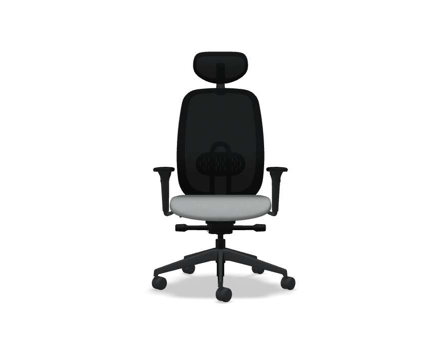 Oliver Bürostuhl 360 Kopf.+ 4D schwarz /grau Grain Stoff - Prime Möbel