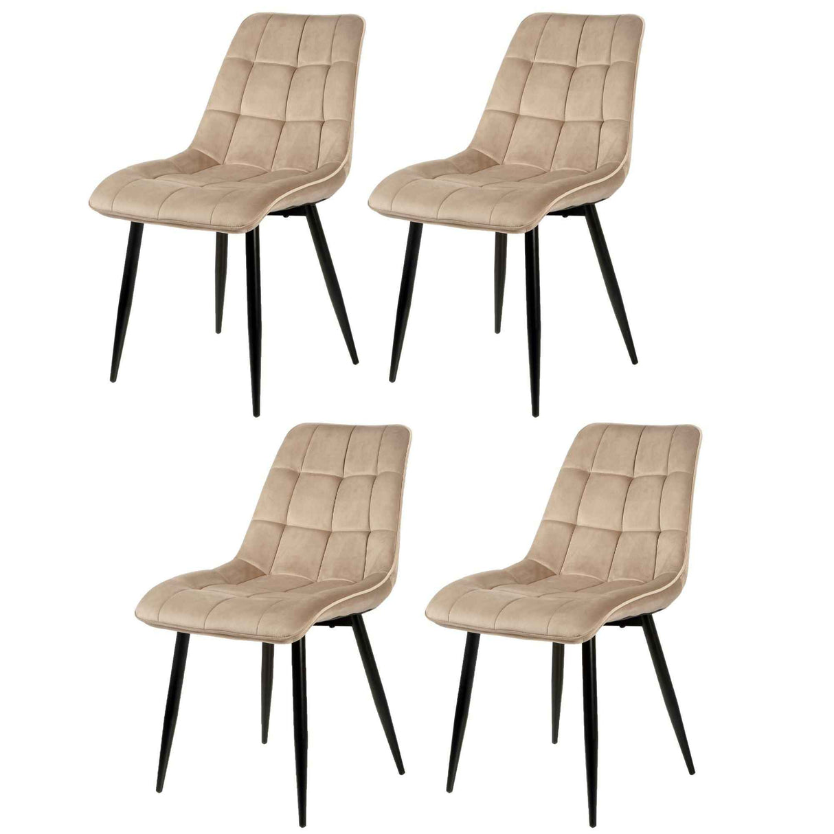 4x Set PRIME VITA Stuhl - Essen, Grau Samt, 48x60x89 cm