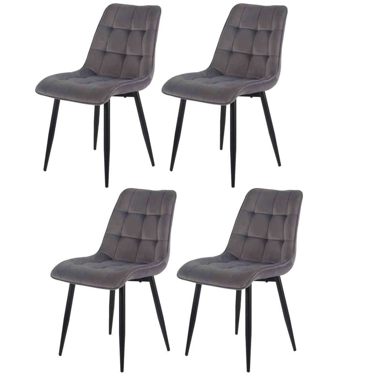4x Set PRIME VITA Stuhl - Essen, Grau Samt, 48x60x89 cm