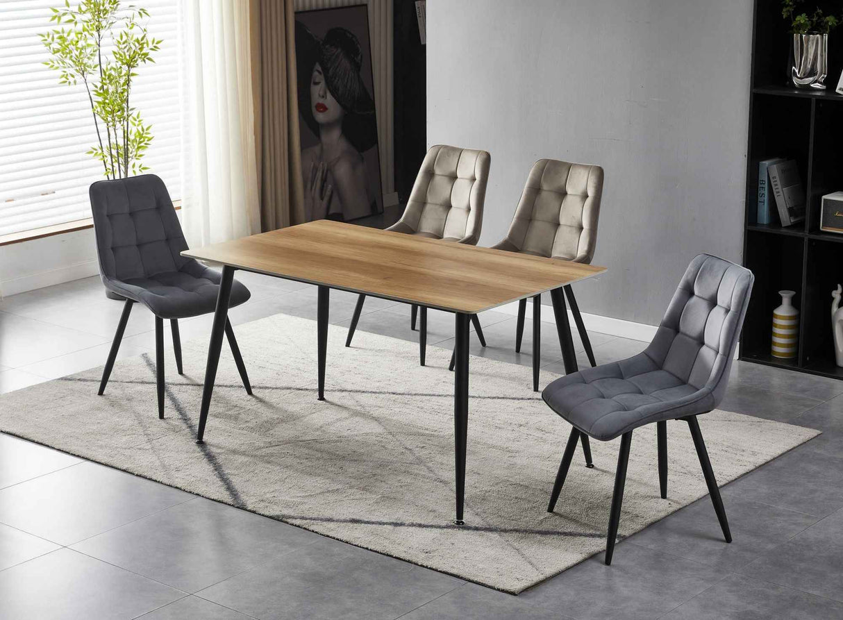 4x Set PRIME VITA Stuhl - Essen, Grau Samt, 48x60x89 cm