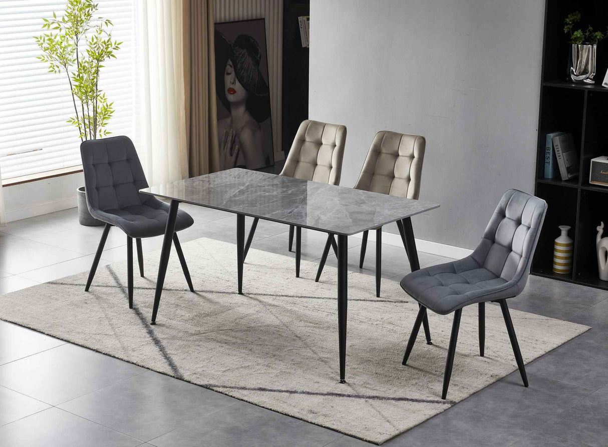 4x Set PRIME VITA Stuhl - Essen, Cappuccino Samt, 48x60x89 cm