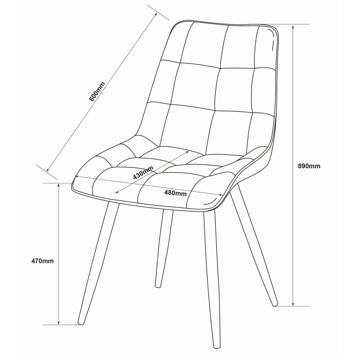 4x Set PRIME VITA Stuhl - Essen, Grau Samt, 48x60x89 cm