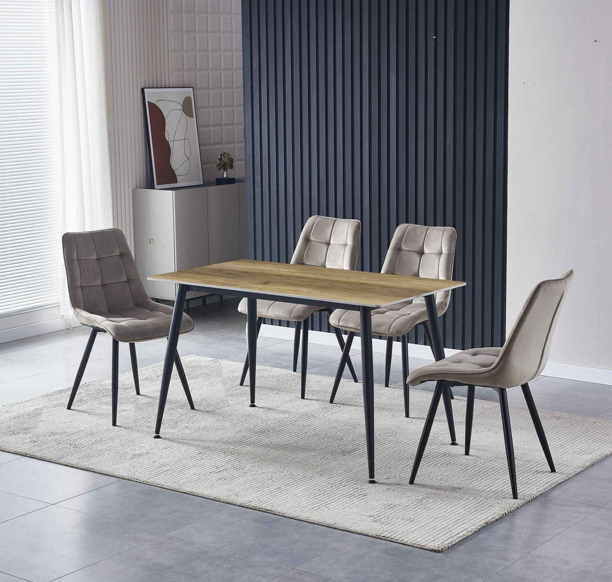 4x Set PRIME VITA Stuhl - Essen, Grau Samt, 48x60x89 cm