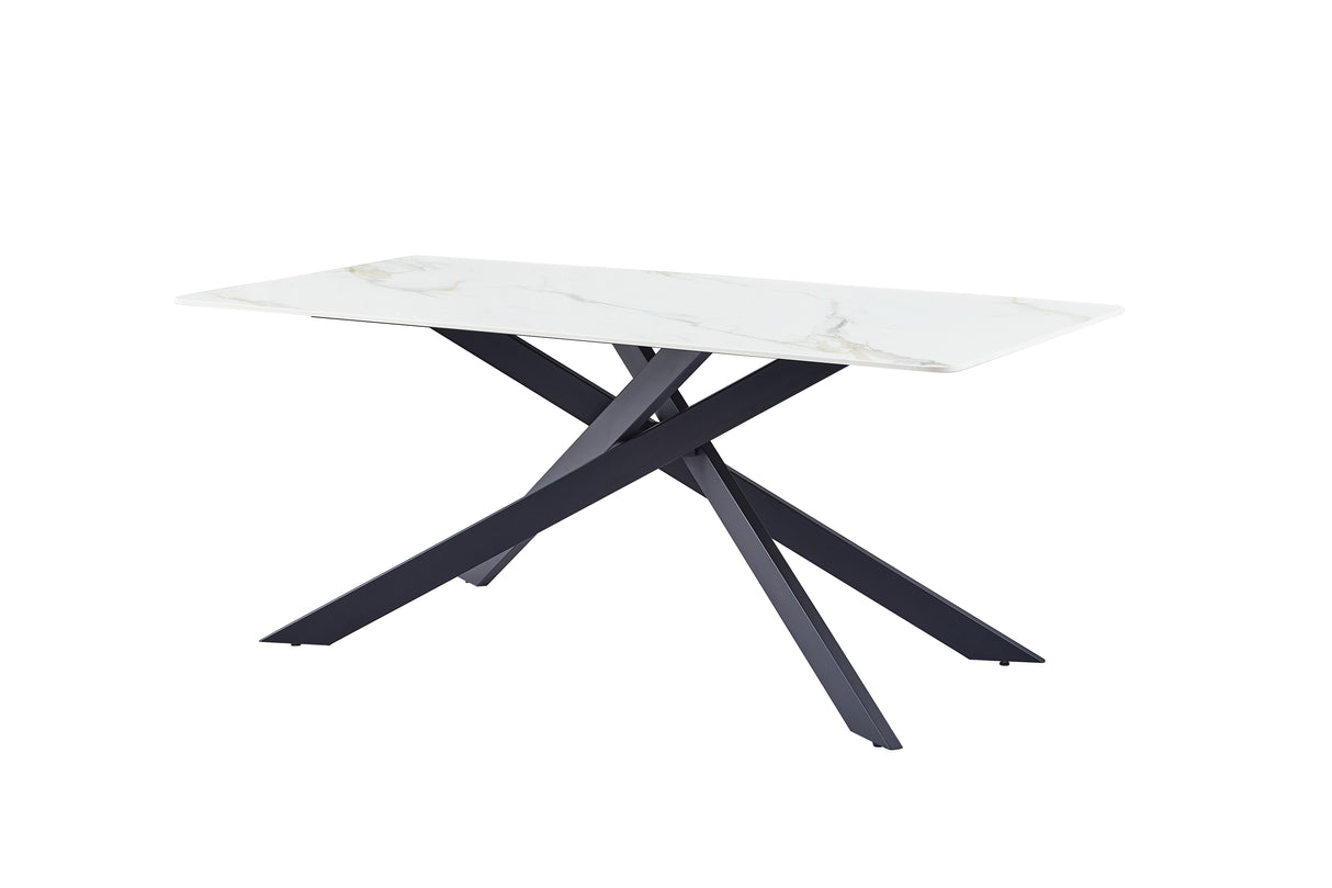 RICO Tisch aus Sinterstein, weißer HG-Marmor + Gold 180 × 90 cm