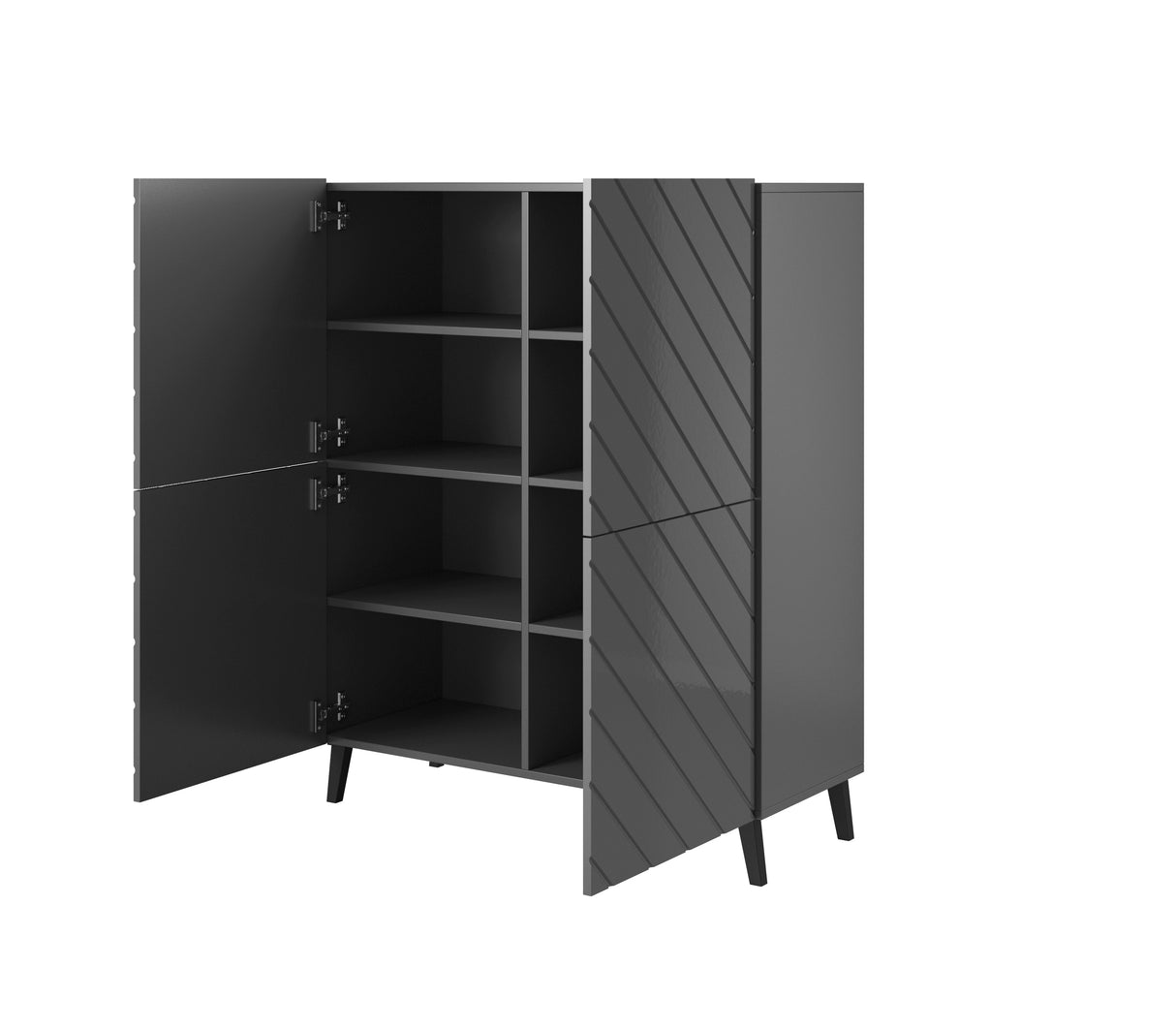 Regal MONTARO 100×121,5×40 cm – Schwarz Hochglanz/matt Abstrakt