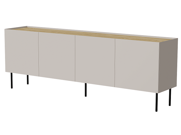 Sideboard VELINO 200×70×40 cm – Kaschmir matt & Eiche