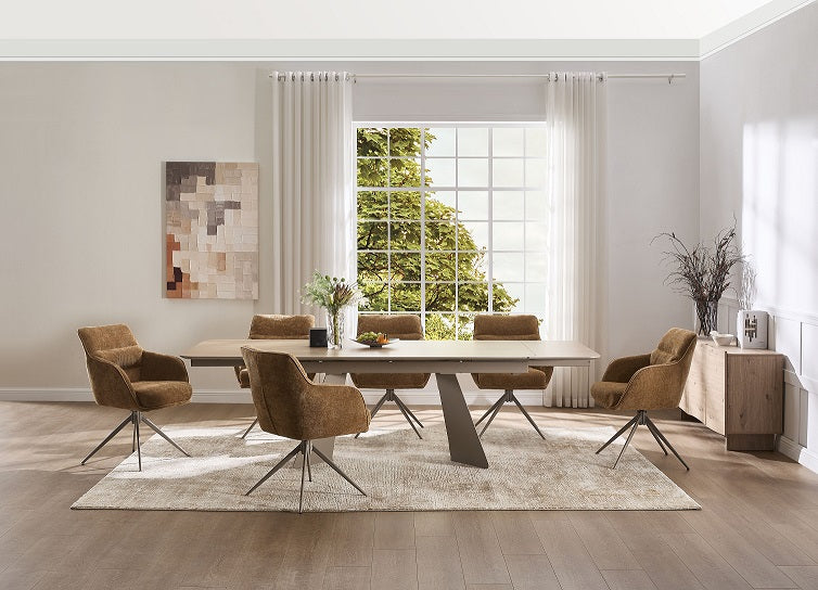 Smart Stuhl Armlehnstuhl mit Federung & 360° Braun