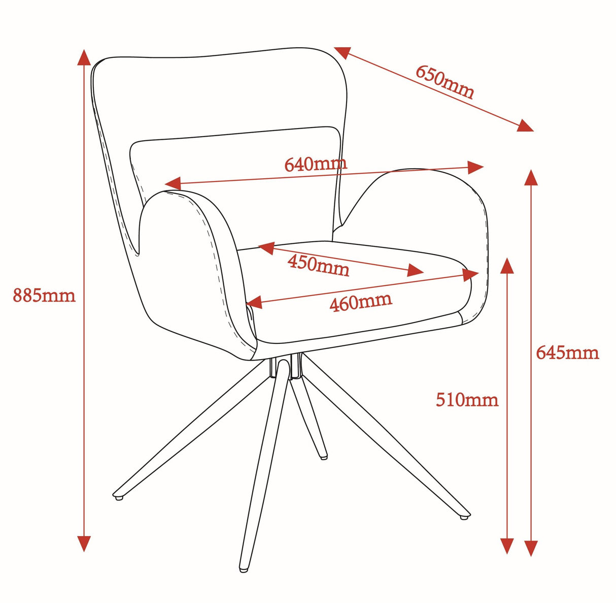 Armlehnstuhl Adrian 180° Beige