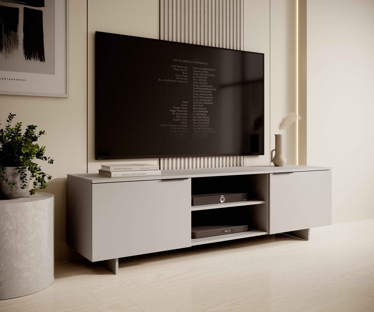 TV-Möbel AVENA 180×55×41,5 cm – Beige Matt