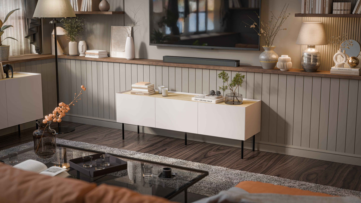 TV-Möbel VELINO 150×52×40 cm – Olive & Eiche