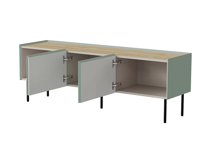 TV-Möbel VELINO 200×52×40 cm – Olive matt & Eiche