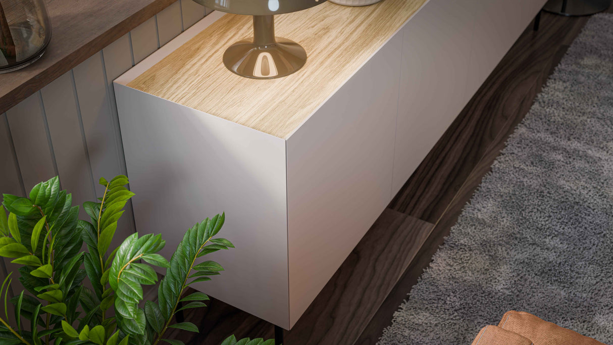 Kommode VELINO 150×70×40 cm – Kaschmir matt & Eiche