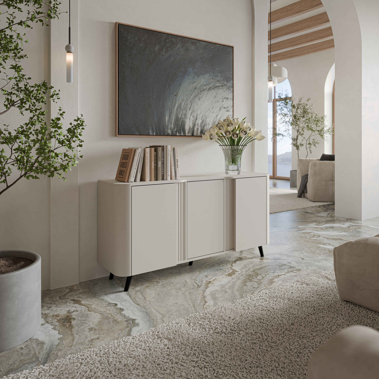 Vektor Design Kommode 150x75cm, Schwarz Struktur