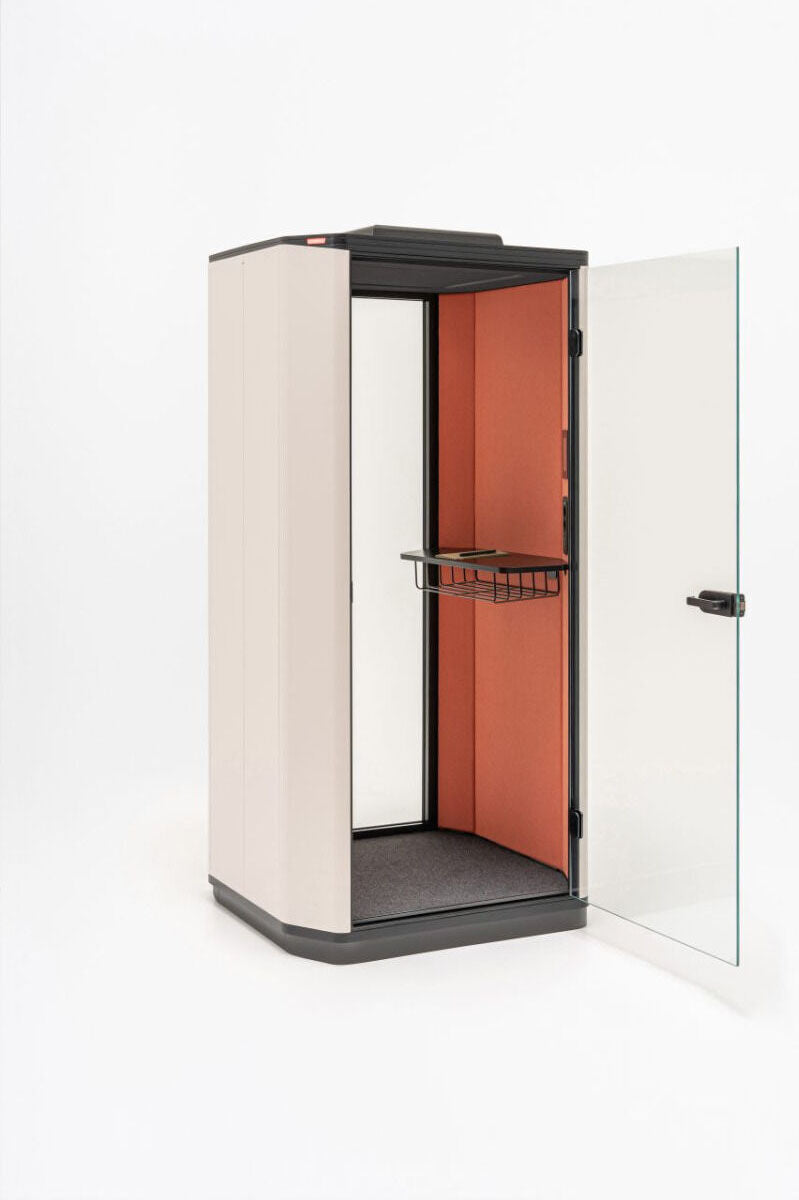 Coda - Ein-Personen-Akustikkabine Weiss / Orange Blue Line