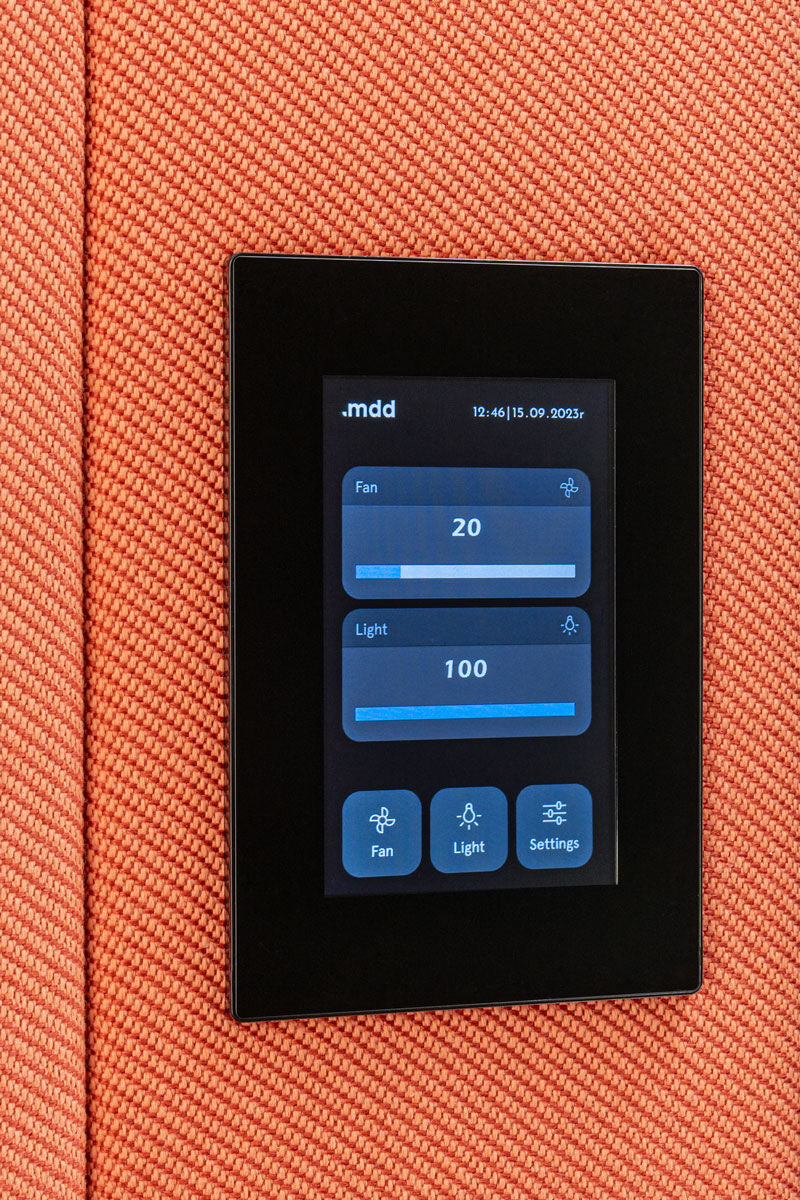 Coda - Ein-Personen-Akustikkabine Weiss / Orange Blue Line