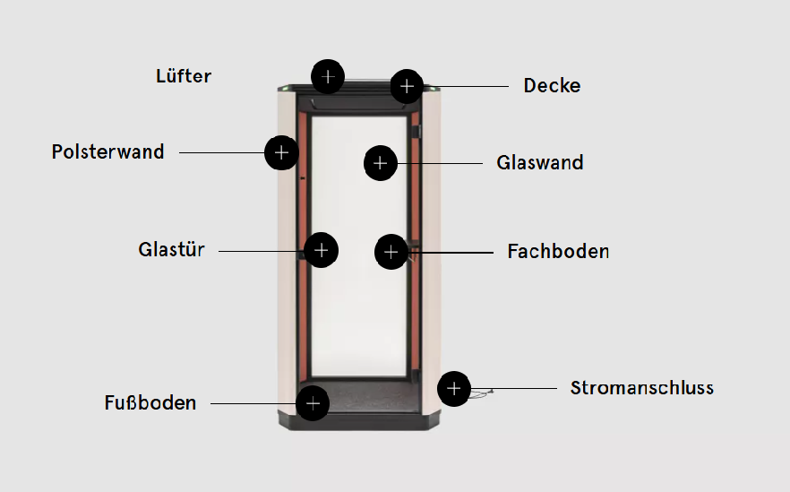 Coda - Ein-Personen-Akustikkabine Weiss / Orange Blue Line
