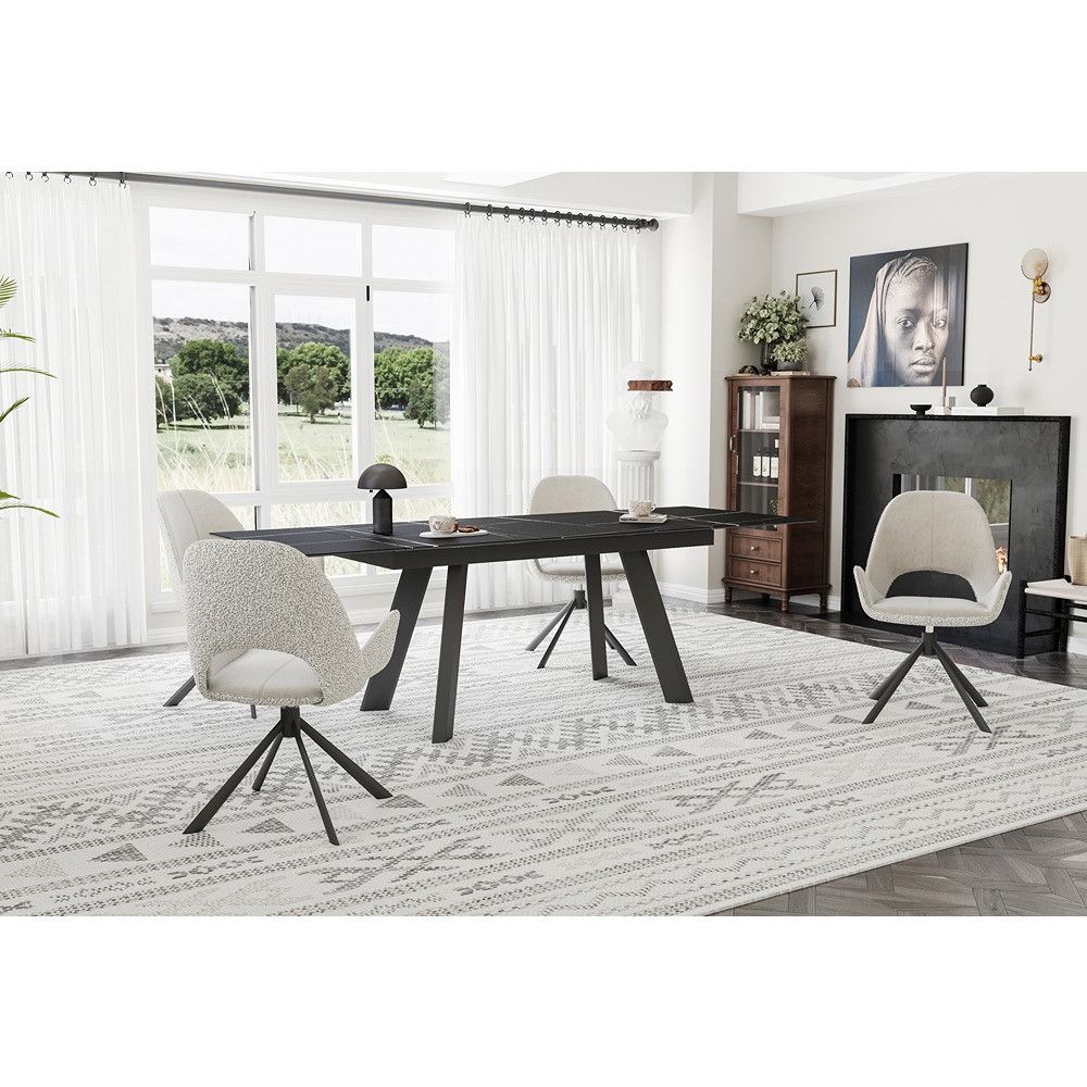 Ausziehtisch JELIA Keramikglas schwarz