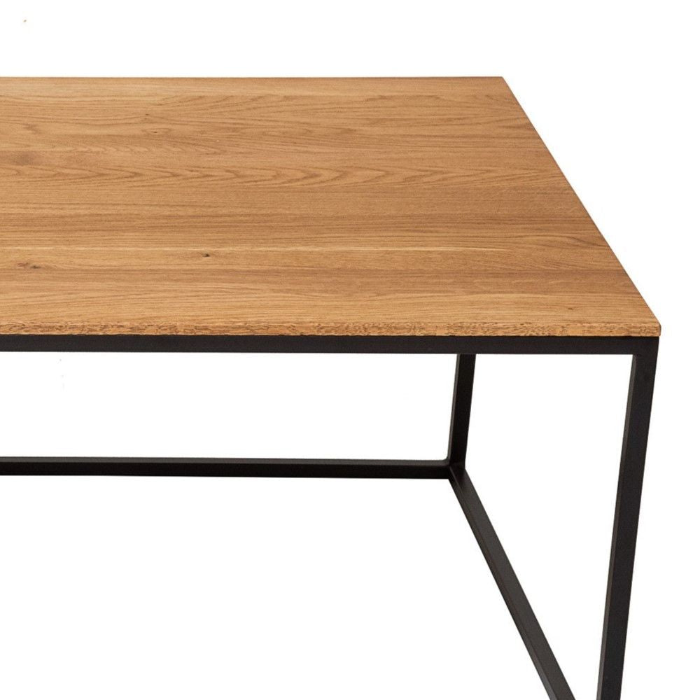 News Couchtisch Massives Eichenholz mit schwarz Metall