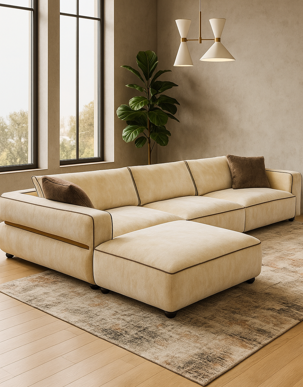 Ecksofa L-Shape Sofa Milano - Stoff Beige 360 × 180 cm - Ecksofa