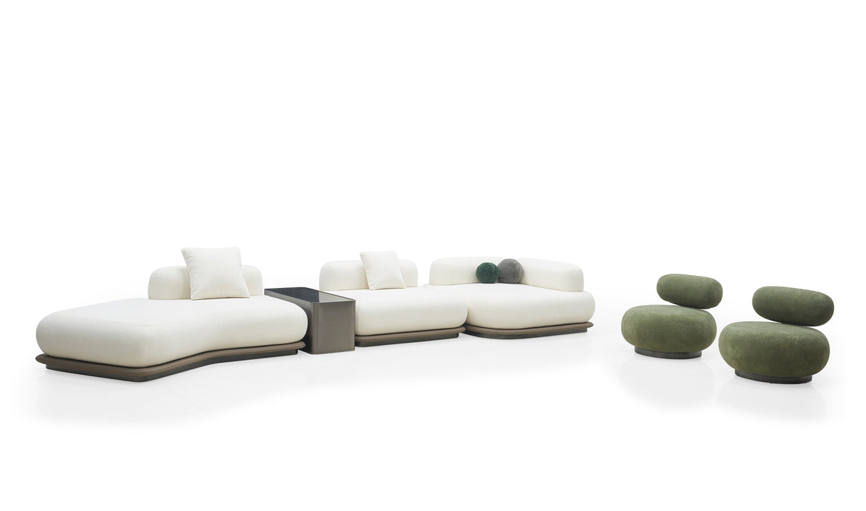 Wohn-Sofa-Set Milano Eleganza +2 Hockern Italy Desgin