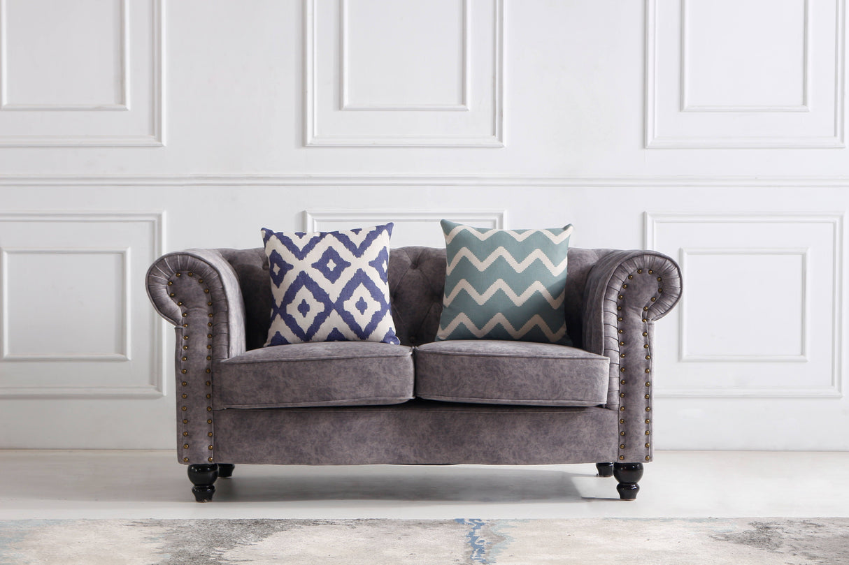 Chesterfield Sofa Set Grau – Elegantes 3+2-Sitzer Set Italy Desgin