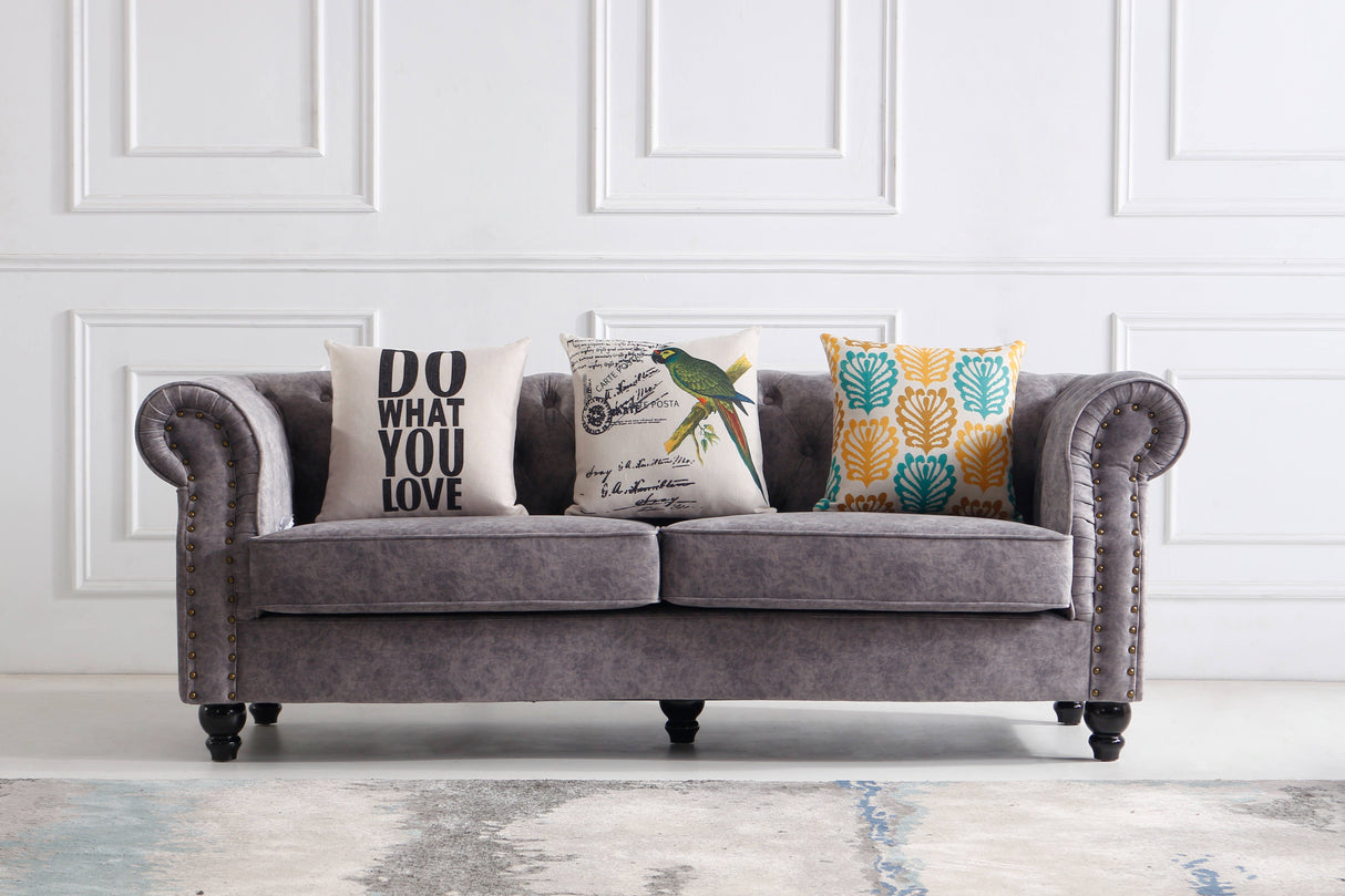 Chesterfield Sofa Set Grau – Elegantes 3+2-Sitzer Set Italy Desgin